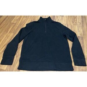 Michael Kors Sweatshirt Mens Large Black Pullover 1/4 Zip Fleece Mock Neck Logo